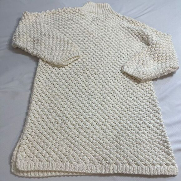 BASCO Hand Knit VTG White Popcorn Sweater Pullover Size Large - Picture 6 of 7